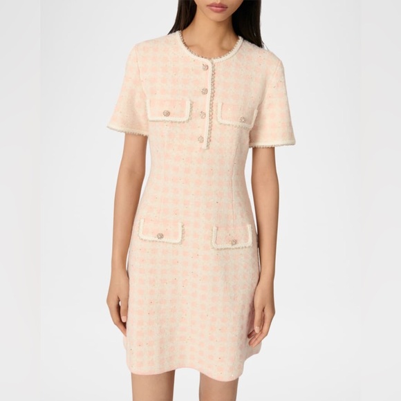 Maje Dresses & Skirts - NEW: MAJE Rartingal Sequined Tweed-Effect Check Knit Dress (US 6 / FR 38)